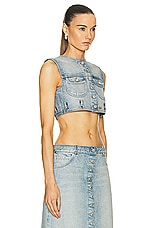 Courreges Multiflex Cropped Vest in Light Blue Wash, view 2, click to view large image.