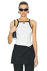 Courreges Buckle Contrast Tank Top in Heritage White & Black, view 1, click to view large image.