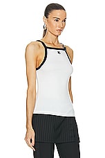 Courreges Buckle Contrast Tank Top in Heritage White & Black, view 2, click to view large image.