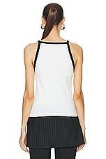 Courreges Buckle Contrast Tank Top in Heritage White & Black, view 3, click to view large image.