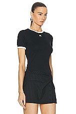Courreges Reedition Contrast T-shirt in Black & Heritage Black, view 2, click to view large image.