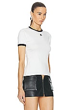 Courreges Reedition Contrast T-shirt in Heritage White & Black, view 2, click to view large image.
