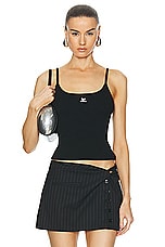 Courreges Reedition Knit Tank Top in Black, view 1, click to view large image.