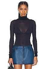 Courreges Reedition 2nd Skin Top in Navy, view 1, click to view large image.