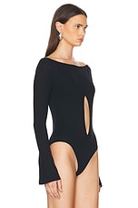 Courreges Drop Jersey Bodysuit in Black, view 3, click to view large image.