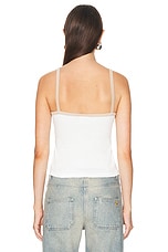 Courreges Contrast V Neck Tank Top in White Heritage & Sand, view 3, click to view large image.