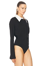 Courreges Drop Jersey Shirt Bodysuit in Black, view 3, click to view large image.