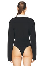 Courreges Drop Jersey Shirt Bodysuit in Black, view 5, click to view large image.