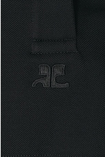Courreges Cotton Cropped Polo Top in Black, view 5, click to view large image.