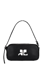 Courreges Ac Leather Baguette Bag in Black, view 1, click to view large image.