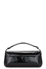 Courreges Sleek Naplack Leather Baguette Bag in Black, view 1, click to view large image.
