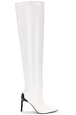 Courreges Sharp Leather High Boots in Heritage White, view 1, click to view large image.