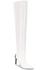 Courreges Sharp Leather High Boots in Heritage White, view 2, click to view large image.