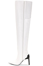 Courreges Sharp Leather High Boots in Heritage White, view 5, click to view large image.