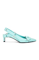 Courreges Leather Slingback Pump in Turquoise, view 1, click to view large image.