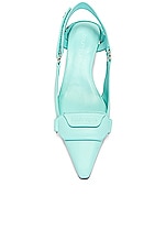 Courreges Leather Slingback Pump in Turquoise, view 4, click to view large image.