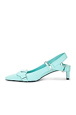 Courreges Leather Slingback Pump in Turquoise, view 5, click to view large image.