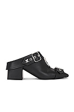 Courreges Gogo Leather Mules in Black, view 1, click to view large image.
