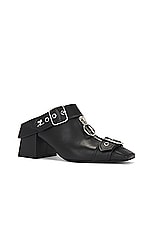 Courreges Gogo Leather Mules in Black, view 2, click to view large image.