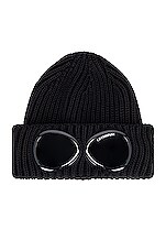 C.P. Company Goggle Beanie in Black, view 1, click to view large image.