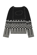 Charles Jeffrey LOVERBOY Boo Jumper in Black & Grey Fairisle, view 2, click to view large image.