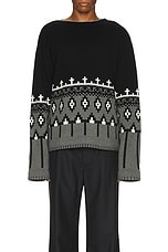 Charles Jeffrey LOVERBOY Boo Jumper in Black & Grey Fairisle, view 3, click to view large image.