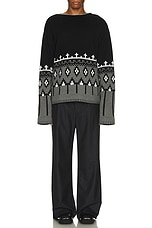 Charles Jeffrey LOVERBOY Boo Jumper in Black & Grey Fairisle, view 4, click to view large image.