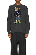 Charles Jeffrey LOVERBOY Scots Wolf Jumper in Grey Marl, view 3, click to view large image.