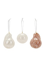 Completedworks Set of 3 Resin Ornaments in Pink & White, view 1, click to view large image.