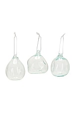 Completedworks Set of 3 Recycled Glass Ornaments in Clear, view 1, click to view large image.
