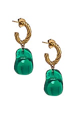 Completedworks Resin Drop Earrings in Green & 18k Gold, view 1, click to view large image.
