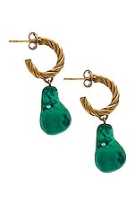 Completedworks Resin Drop Earrings in Green & 18k Gold, view 2, click to view large image.