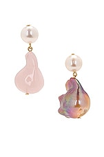 Completedworks Recycled Silver Bio Resin Pearl Earrings in Pink & 18k Gold Plate, view 1, click to view large image.