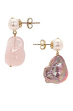 Completedworks Recycled Silver Bio Resin Pearl Earrings in Pink & 18k Gold Plate, view 2, click to view large image.