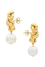 Completedworks Fresh Water Pearl Earrings in Recycled Silver & 18k Gold Plate, view 3, click to view large image.