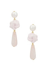 Completedworks Freshwater Pearl &amp; Rose Quartz Earring in Pink 18k Gold Plate, view 1, click to view large image.