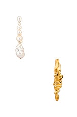 Completedworks Crumple Earrings in Gold & Pearl, view 1, click to view large image.