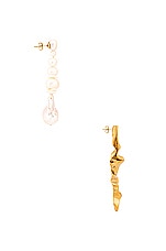 Completedworks Crumple Earrings in Gold & Pearl, view 3, click to view large image.
