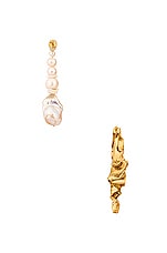 Completedworks Crumple Earrings in Gold & Pearl, view 4, click to view large image.