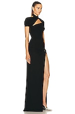 Coperni Long Asymmetric Draped Dress in BLACK, view 2, click to view large image.