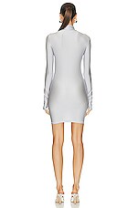 Coperni High Neck Fitted Mini Dress in Pearl Grey, view 4, click to view large image.