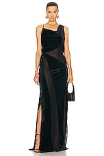 Coperni Open Back Panelled Gown in Black, view 1, click to view large image.