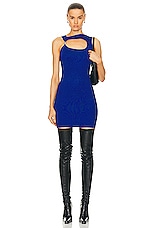 Coperni Knitted Cut Out Dress in Blue, view 1, click to view large image.