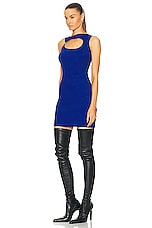 Coperni Knitted Cut Out Dress in Blue, view 3, click to view large image.
