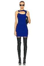Coperni Knitted Cut Out Dress in Blue, view 5, click to view large image.