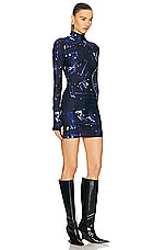 Coperni High Neck Fitted Mini Dress in Navy, view 2, click to view large image.