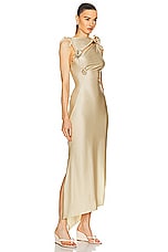Coperni Asymmetric Flower Gown in Beige, view 2, click to view large image.