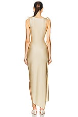 Coperni Asymmetric Flower Gown in Beige, view 4, click to view large image.