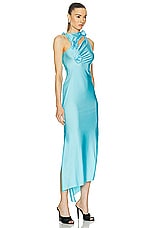 Coperni Asymmetric Flower Gown in Turquoise, view 2, click to view large image.