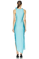 Coperni Asymmetric Flower Gown in Turquoise, view 4, click to view large image.